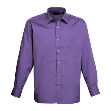 Premier Mens Poplin Long-Sleeved Shirt (Purple)