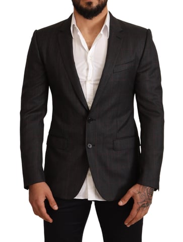 Blazer de lana gris a cuadros para hombre de Dolce & Gabbana ajuste slim