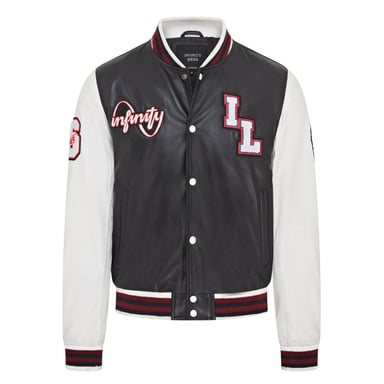 Chaqueta bomber de cuero con diseño de béisbol para hombre - Ashwood