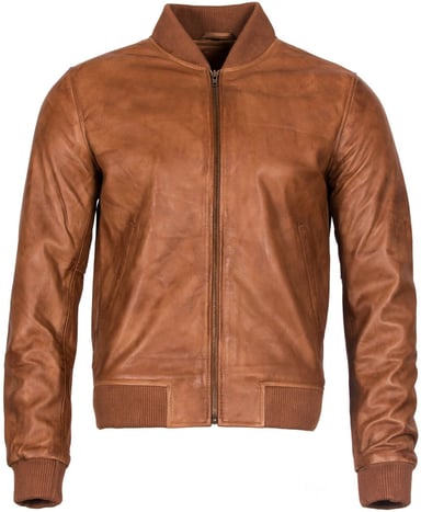 Chaqueta bomber de cuero estilo universitario retro para hombre - Pretoria