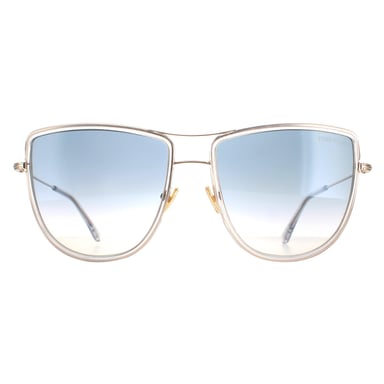 Tom Ford Aviator Ladies Brillante Oro Rosa Humo degradado Tina FT0759