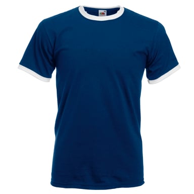 Fruit Of The Loom Mens Ringer Short Sleeve T-Shirt (Navy/White)