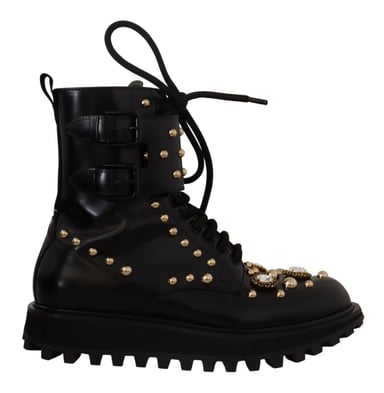 Botas De Cuero Adornadas Con Cristal