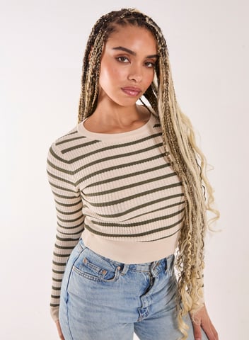 Striped Rib Knit Top
