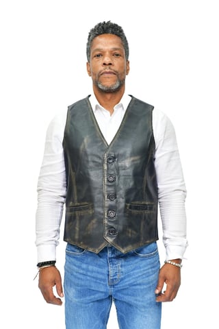 Chaleco clásico de cuero para hombre - Chester