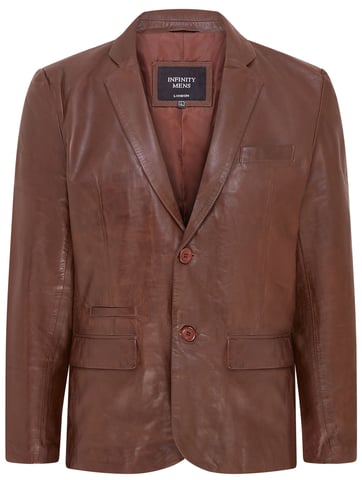 Chaqueta estilo blazer italiana de cuero marrón ajustado para hombre - Somero