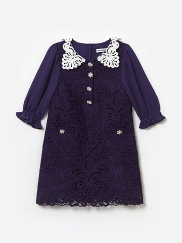 Self Portrait Girls Lace Mini Dress in Navy