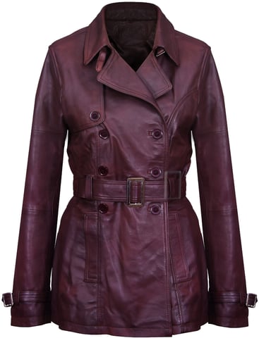 Gabardina de cuero de longitud media para mujer -Oakham
