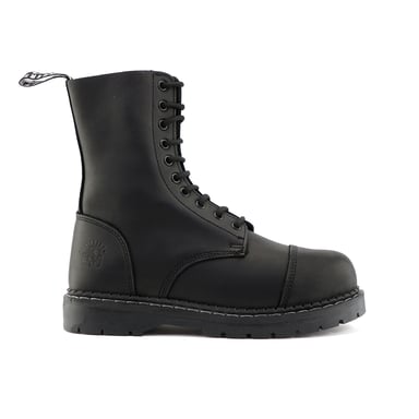 Botas con cordones y puntera de acero de cuero negro unisex Grinders - Stag ACS