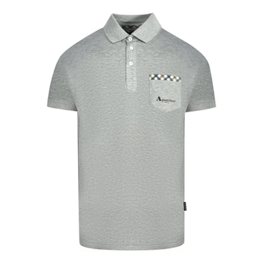 Polo gris con bolsillo a cuadros Aquascutum