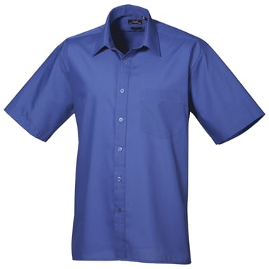 Premier Mens Short Sleeve Formal Poplin Plain Work Shirt (Royal)