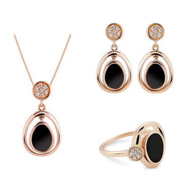 Orphelia 'Alda' Women's 925 Sterling Silver Set: Necklace + Earrings + Ring - Rose SET-7470