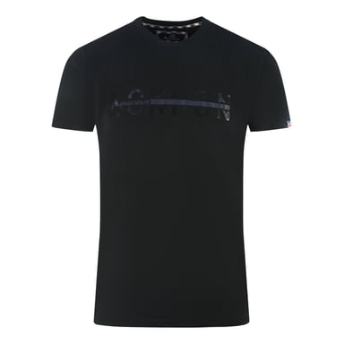 Aquascutum London 1851 camiseta negra con logo dividido