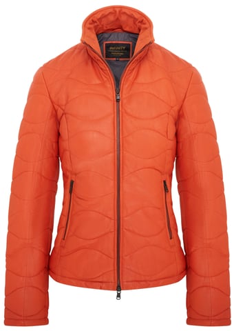 Cazadora bomber de cuero acolchada color naranja para mujer - Hamar