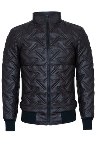 Chaqueta acolchada de cuero estilo bomber para hombre - Goiania