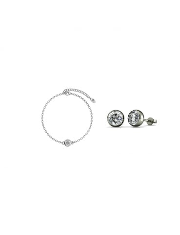 Conjunto Luna con Piedra de Nacimiento - Plata y Cristal