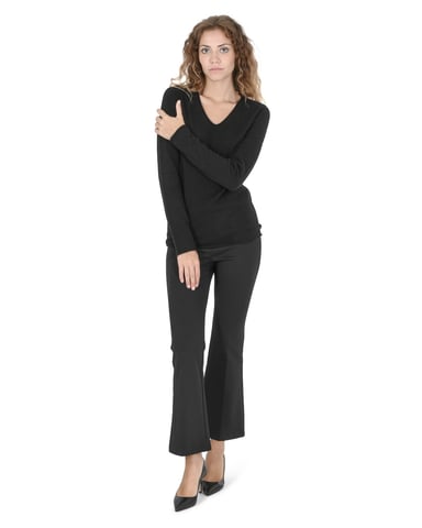 Crown Of Edinburgh Pull Col V En Cachemire Pour Femme Coe 0022 Noir