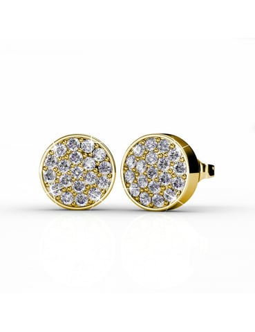 Pendientes Redondos - Oro y Cristal