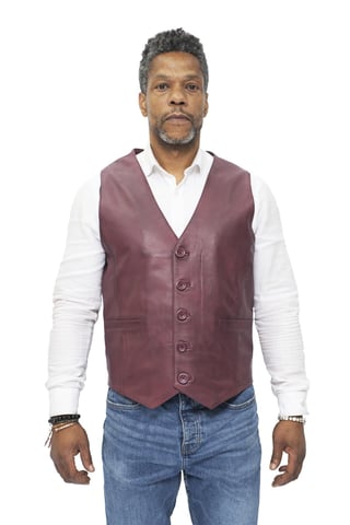 Chaleco clásico de cuero para hombre - Chester
