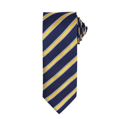 Premier Mens Waffle Stripe Formal Business Tie (Navy/Gold)