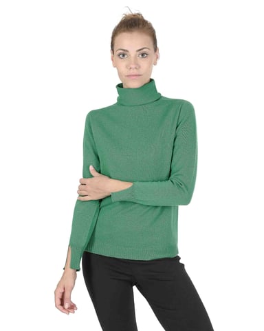 Crown Of Edinburgh Cashmere Pull à  Col Roulé Pour Femme Coe 0023 Vert