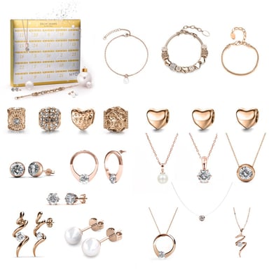 Calendario de Adviento 13 joyas y 11 perlas - Oro rosa