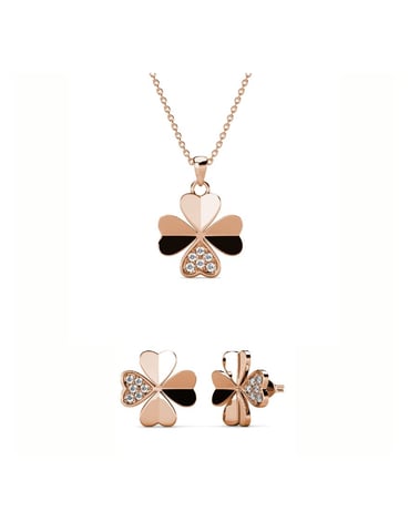 Conjuntos de pétalos de trébol - Oro rosa y cristal