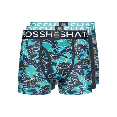 Crosshatch Mens Linamo MVE Open Fly Boxer Shorts (Pack of 3) (Teal)