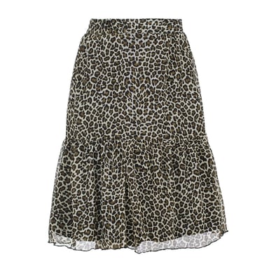 Falda midi con estampado de leopardo en capas