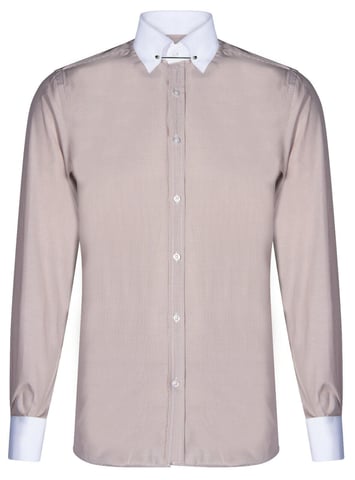 Camisa beige con cuello club para hombre, años 20, Peaky Blinders, con broche de popelina de barra elegante