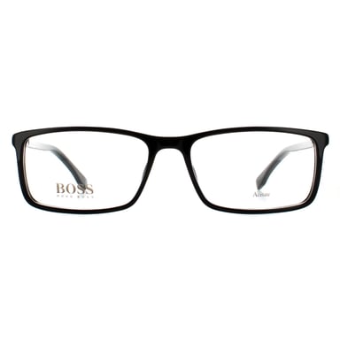 Hugo Boss marcos rectangulares de cristal negro para hombre