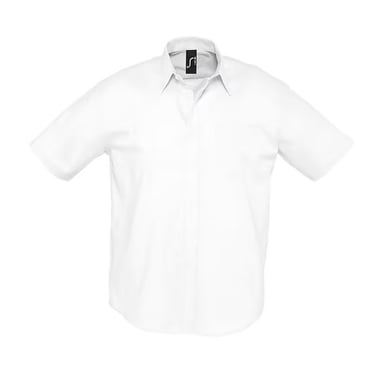 SOLS Mens Brisbane Oxford Short-Sleeved Shirt (White)