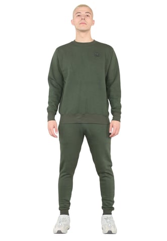 Chándal con logo bordado y cuello redondo MYT para hombre en color caqui