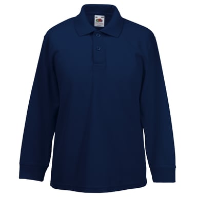 Fruit Of The Loom Childrens Long Sleeve 65/35 Pique Polo / Childrens Polo Shirts (Deep Navy)