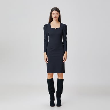 Puffy sleeves fitted dress