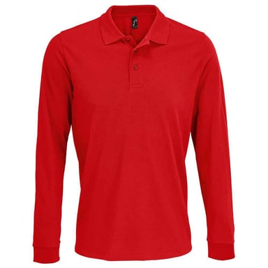 SOLS Unisex Adult Prime Pique Long-Sleeved Polo Shirt (Red)