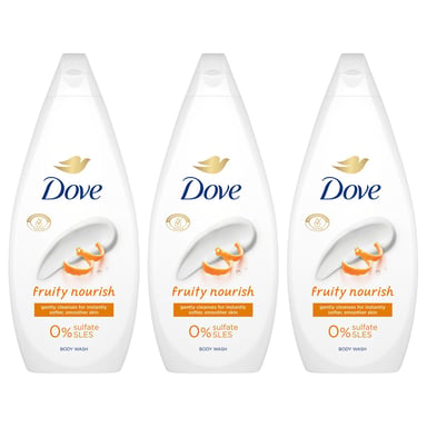Dove Fruity Nourish Body Wash 0% Sulfate SLES for Soft & Smooth Skin 720ml, 3pk