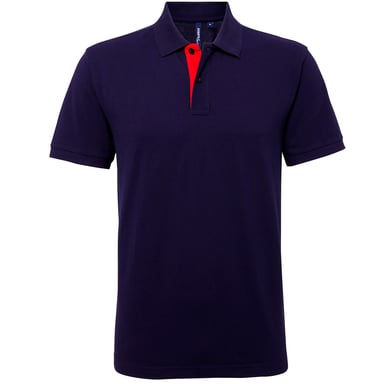 Asquith & Fox Mens Classic Fit Contrast Polo Shirt (Navy/ Red)