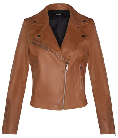 Chaqueta de motociclista clásica de cuero Brando para mujer - Loughton