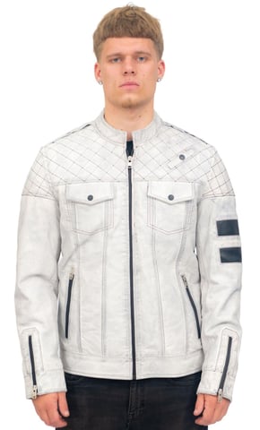 Chaqueta de carreras de cuero acolchado vintage para hombre - Cardiff