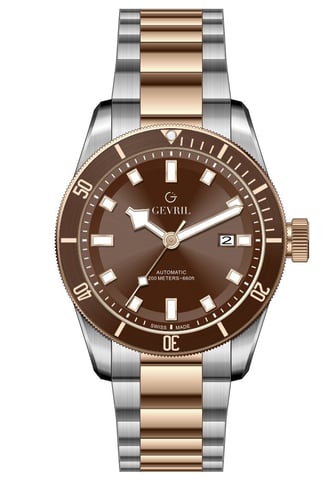 Gevril Reloj automático suizo Yorkville Sellita SW200 para hombre con esfera marrón y dos tonos