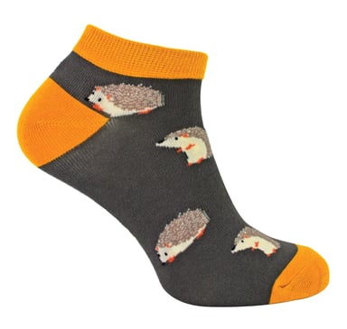 Calcetines de Bambú para Hombre | Mr Heron | Calcetines Bajos Transpirables con Temas de Animales - Erizos (Gris)
