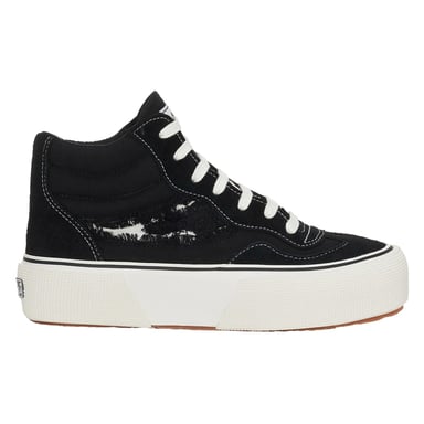 Superga Womens/Ladies 3141 Revolley Swallowtail Ripped Mid Cut Trainers (Black/White Avorio)