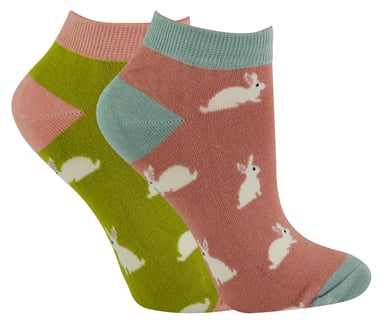 2 Pares de Calcetines de Bambú Multipack | Miss Sparrow | Calcetines Transpirables con Dibujos de Animales - Conejos
