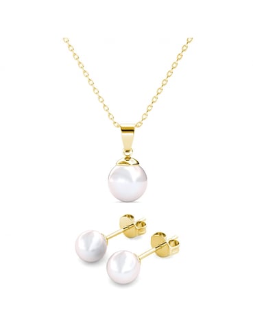 Conjunto De Nácar - Oro Y Cristal