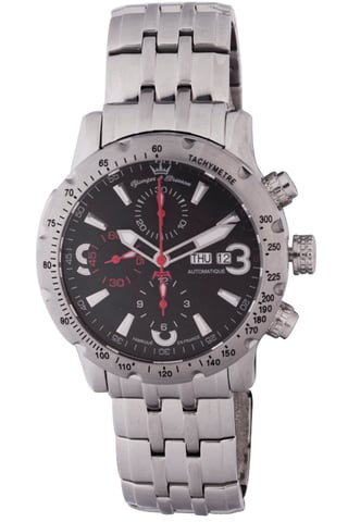 Reloj Yonger plateado de acero inoxidable con esfera negra