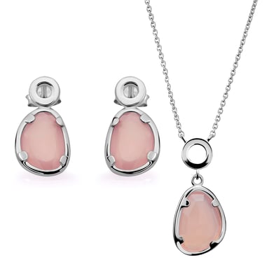 Orphelia 'Rivera' Women's 925 Sterling Silver Set: Necklace + Earrings - Silver SET-7480/PC