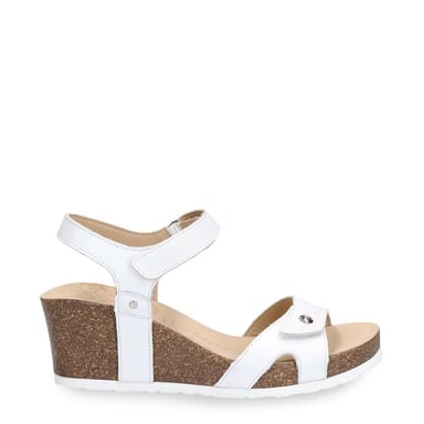 Sandalias de cuña de cuero blanco Julia B1 para mujer