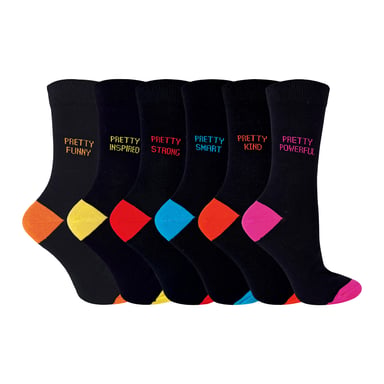 Pretty Womens Pack de 6 Pares de Calcetines Happy Colourful Kind Funny Socks
