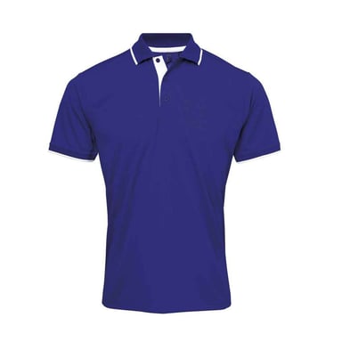Premier Mens Coolchecker Contrast Pique Polo Shirt (Royal Blue/White)